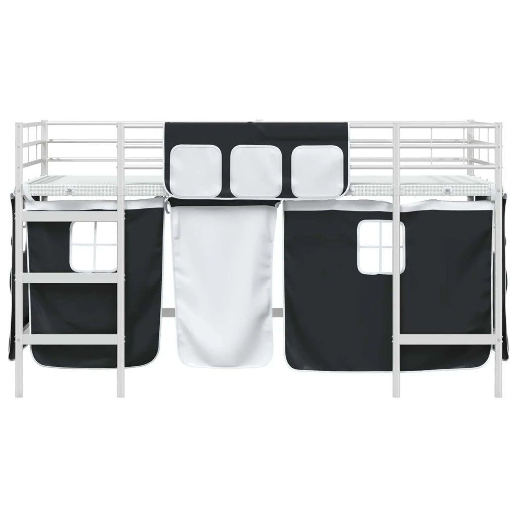Struttura del Letto Loft per Bambini con Tendine Bianco e Nero 42020814