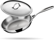 Padella in acciaio inossidabile triplo con coperchio - Base induttiva - 20 cm - 1,3 l - Per 2 persone