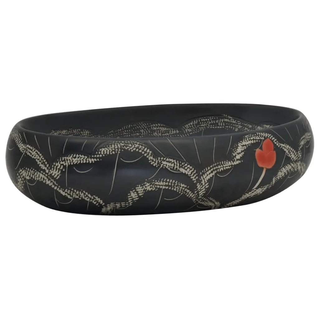 Lavabo da Appoggio Nero Ovale 59x40x15 cm Ceramicacod mxl 131494