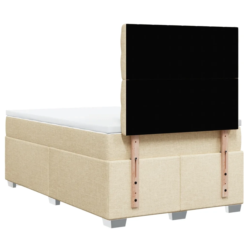 vidaXL Giroletto a Molle con Materasso Crema 120x190 cm in Tessuto