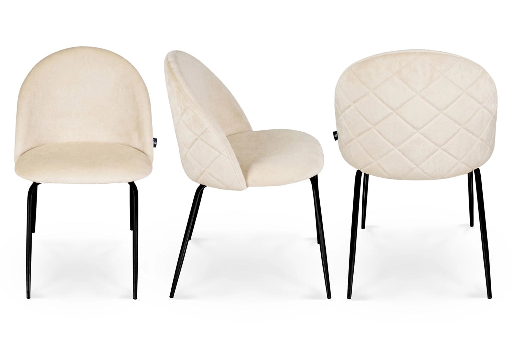 Set di 2 sedie da pranzo imbottite in velluto beige piede nero – Nicole - SD11NIPN