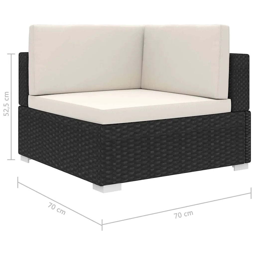 Sedia da giardino-Poltrona Modulare ad Angolo 1 pz con Cuscini in Polyrattan Nero 447988