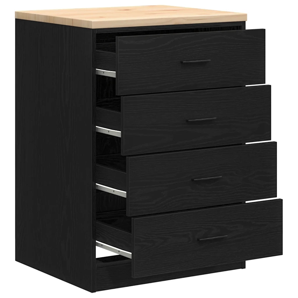 Armadietto da Garage Nero 60x51x85 cm in Legno Massello di Pino CFW1998630