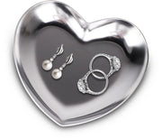 Piatto di servizio a forma di cuore argentato, scodella di servizio, cassetta per le chiavi, supporto per anelli, stendardo per gioielli, tavola decorativa per cibi, gioielli, cosmetici, dessert e candele