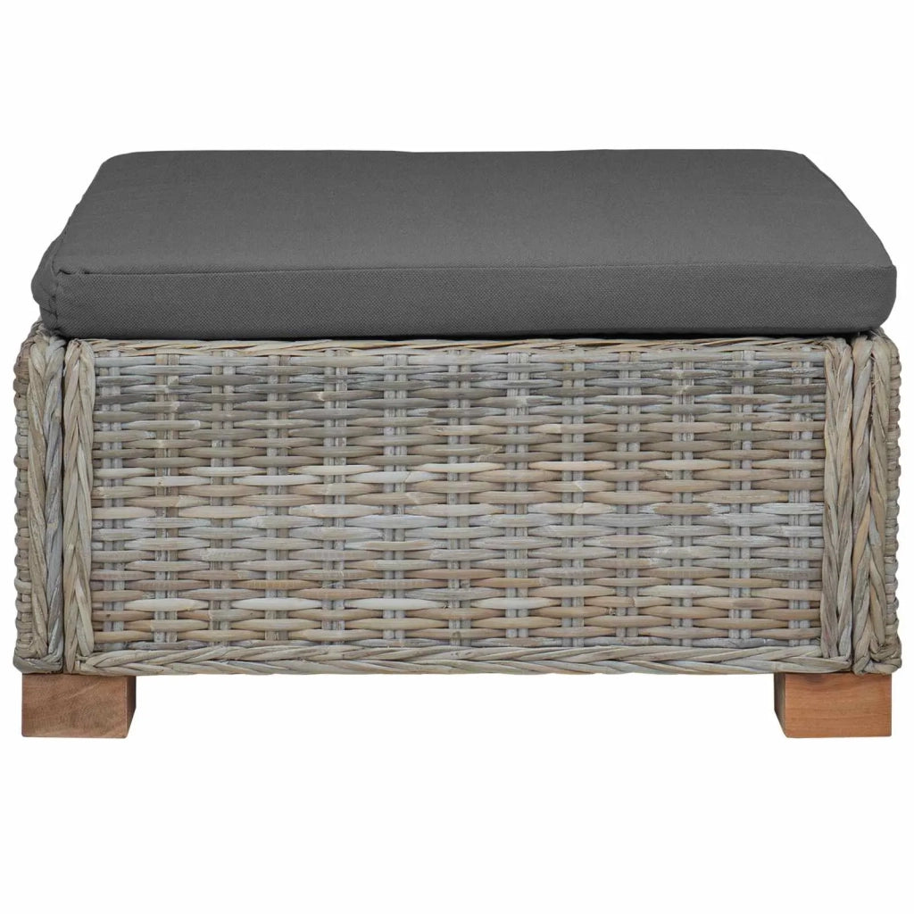 Poggiapiedi con Cuscino GENDT Rattan naturale Grigio Kubu 42034395