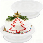 Torta Rotativa 25,5 cm - Standaarde per Torta Professionale - Piattaforma Decorativa Antiscivolo - Rotazione Liscia - Materiale Resistente in Plastica - Set da 2