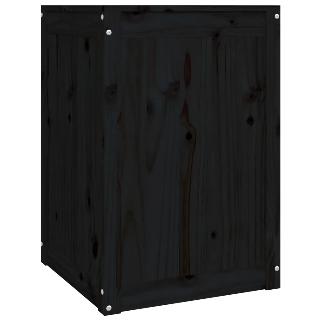 Contenitore per Bucato Nero 44x44x66 cm Legno Massello Pino 823568