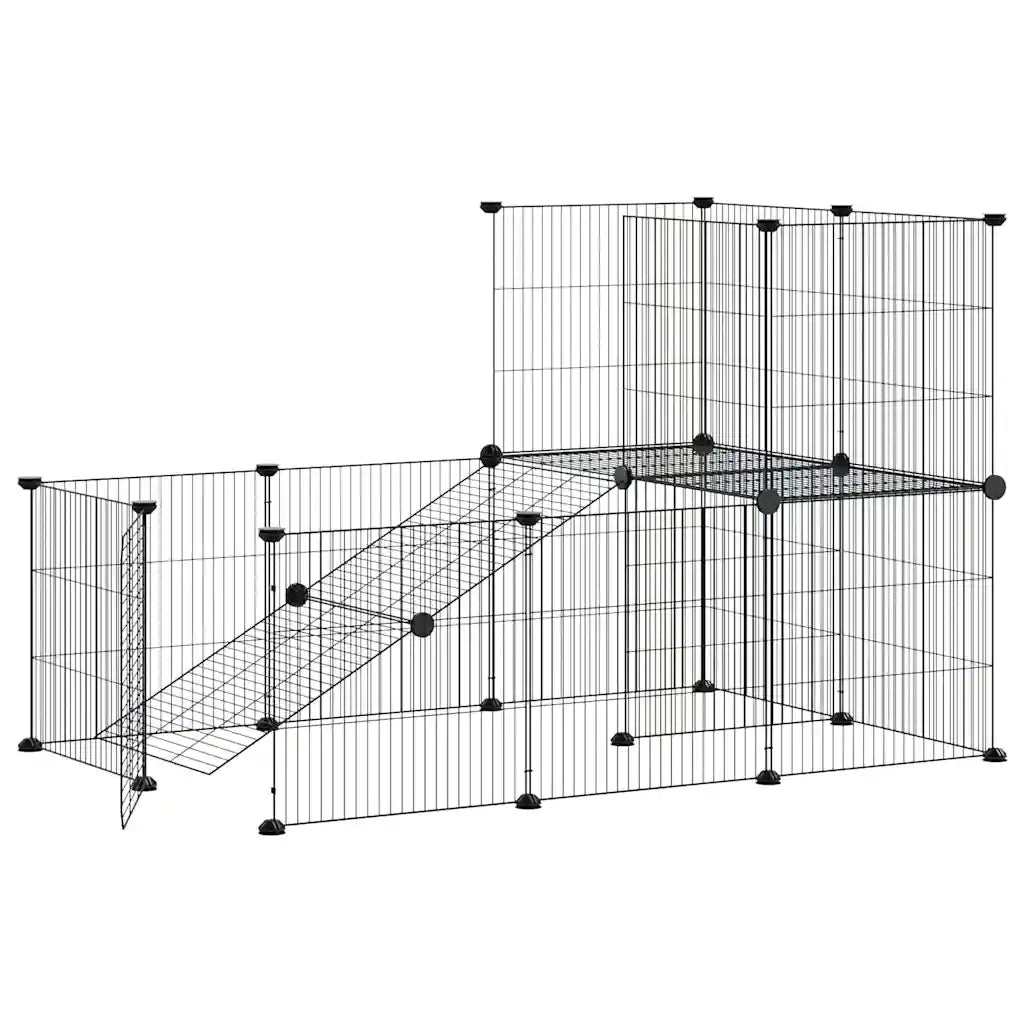 Gabbia per Animali 20 Pannelli con Porta Nera 35x35 cm Acciaio 3114061