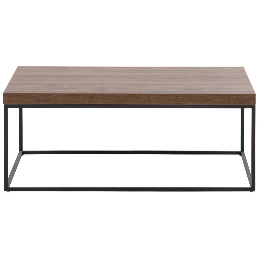 Tavolino Piano Legno Scuro Gambe Metallo Nero 100 x 60 cm Rettangolare Industrial Glam