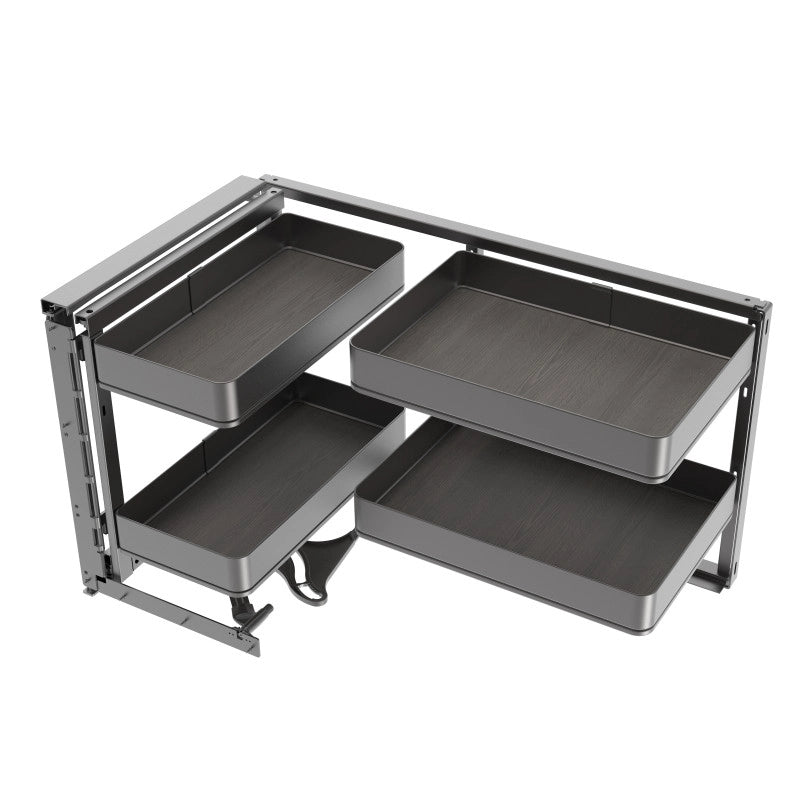 Carrello estraibile con cestelli e portapane Harmony con chiusura soft, Modulo larghezza 300mm altezza 700mm, Acciaio