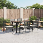 Set da Pranzo da Giardino 7 pz Nero con Cuscini in Polyrattancod mxl 90416