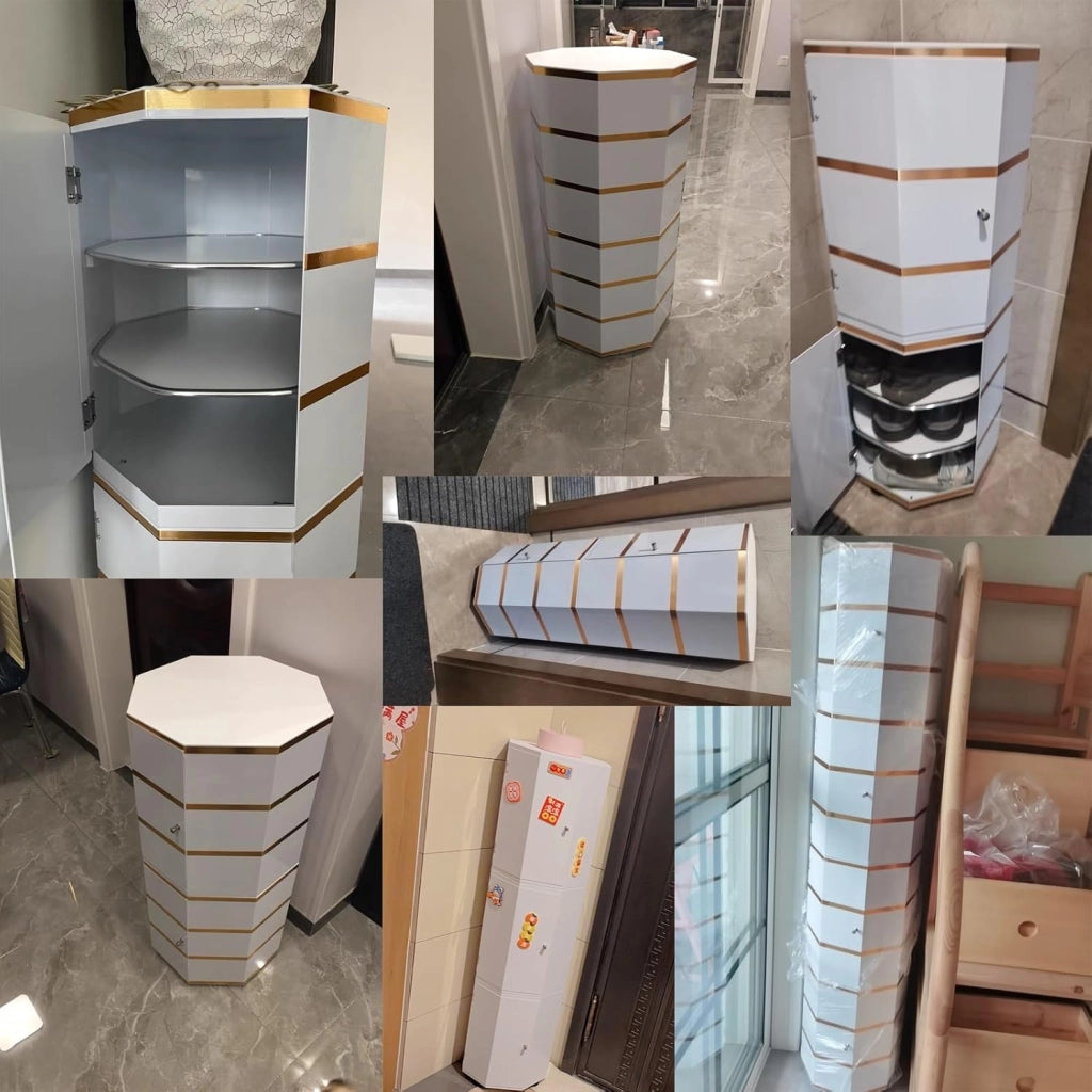 scarpiera Scarpiera in Metallo Girevole a 360° - Organizzatore per riporre Scarpe in Oro Bianco per corridoio del Soggiorno, scarpiera Indipendente salvaspazio - 45 cm/17.