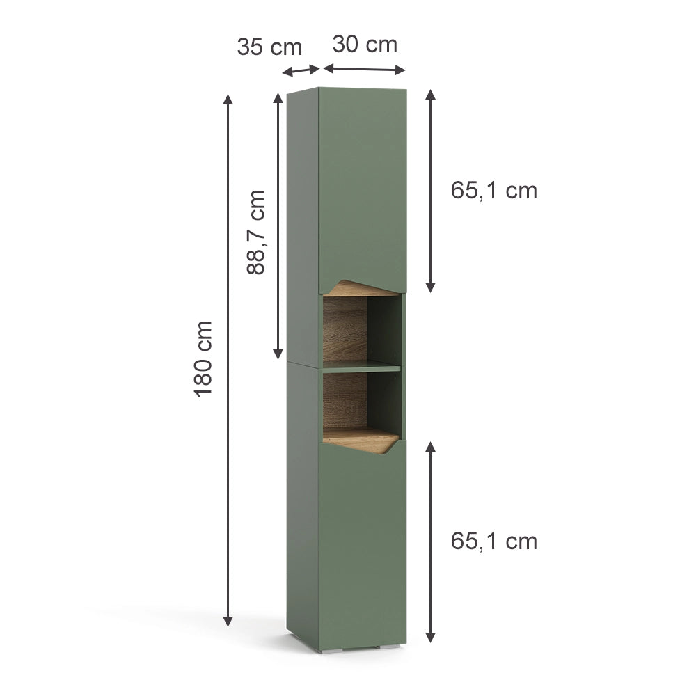 Vicco  Verde/Artigianale 30 x 180 cm Con porte e vani aperti