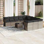 Set Divano Giardino 12 pz con Cuscini Grigio Chiaro Polyrattan 3218422