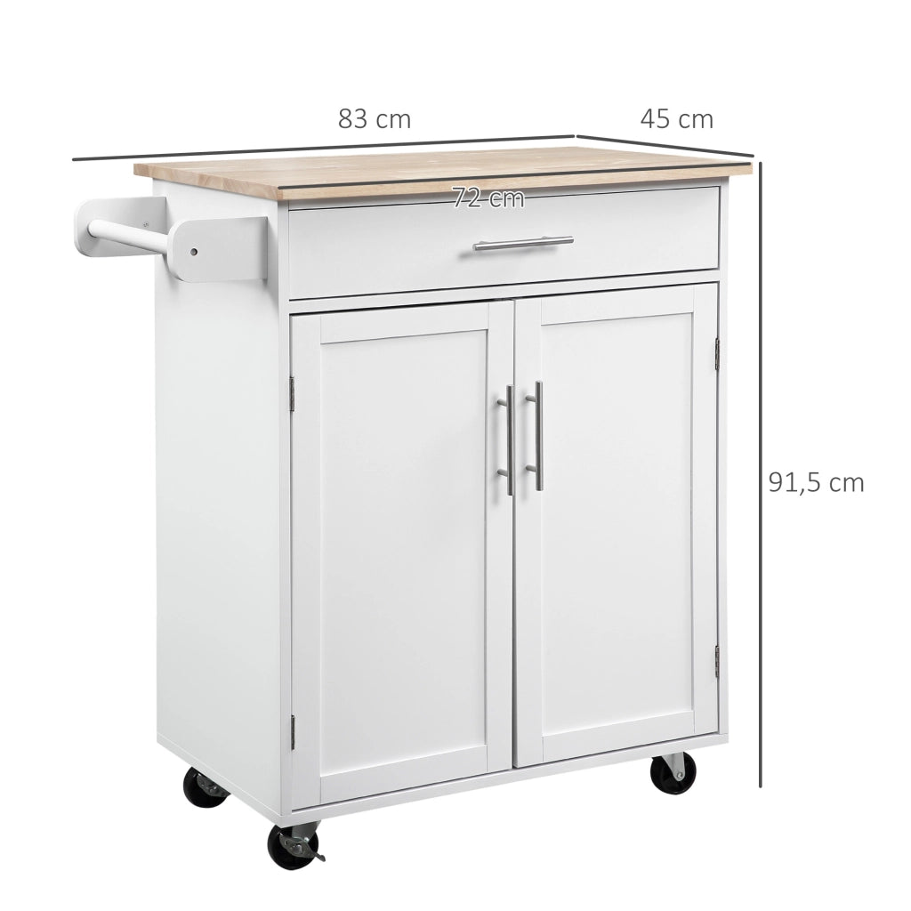Carrello da cucina con ruote e cassetto ¨C zephmum ¨C bianco