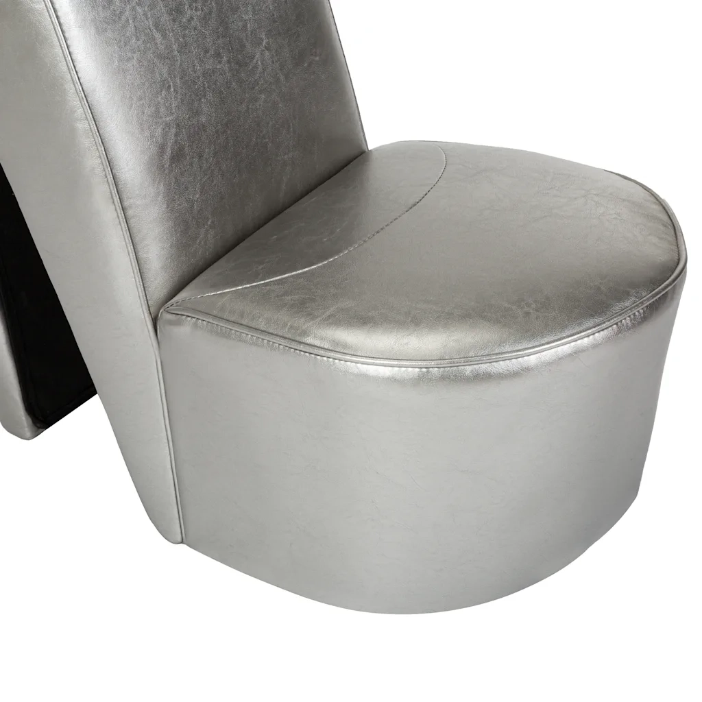 Poltrona | Sedia Relax a Forma di Scarpa con Tacco in Similpelle Argento