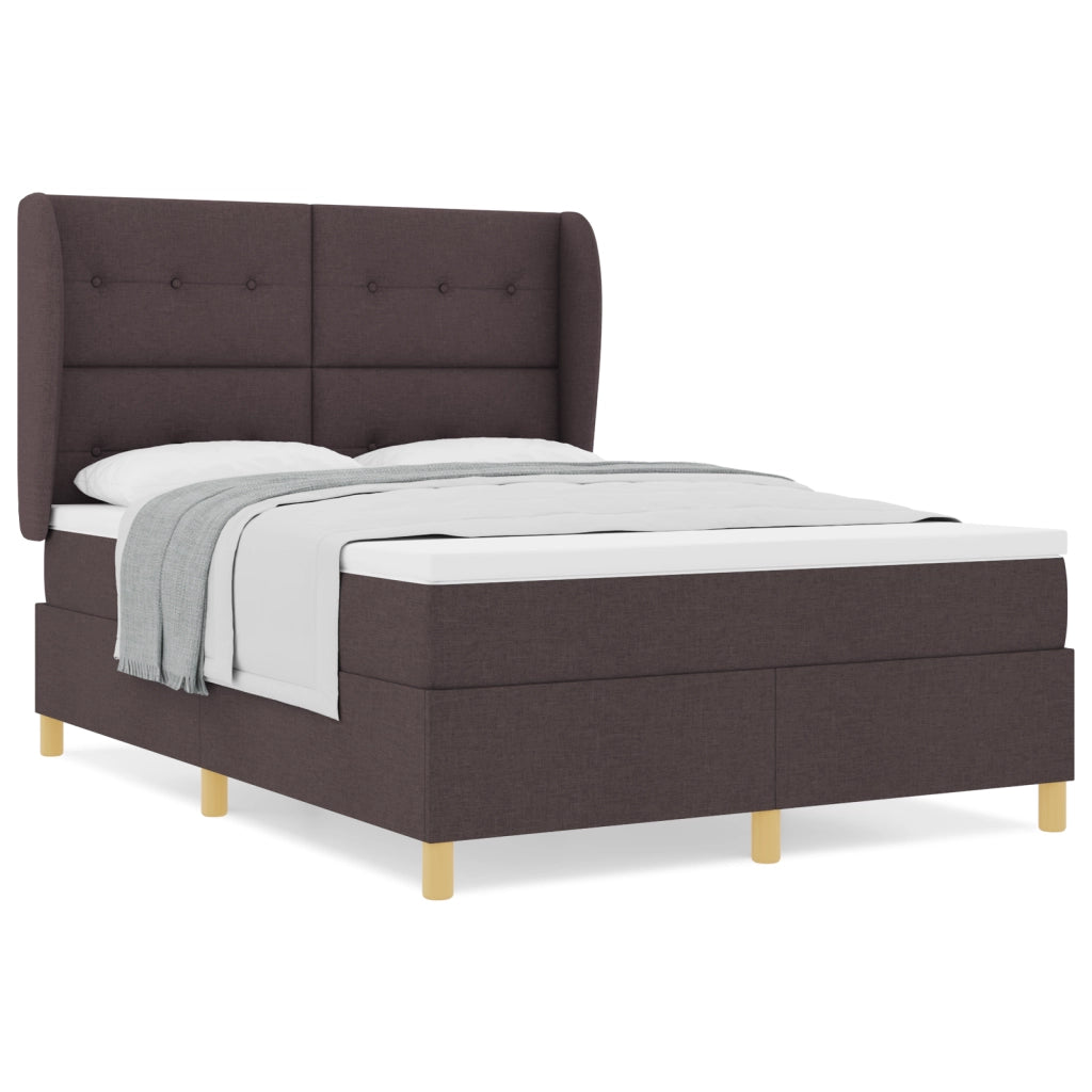 Letto a contenitore con materasso Marrone Scuro 140x190 cm Tessuto