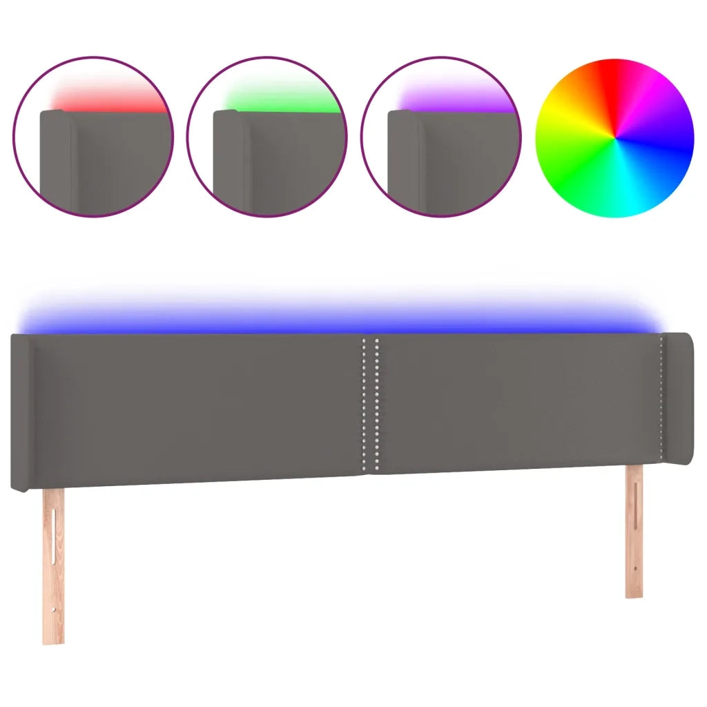 Testiera a LED Grigia 183x16x78/88 cm in Similpelle 3123202