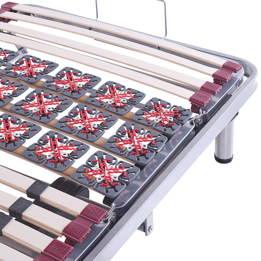 Set di 2 basi per letti singoli da 90 x 200 con doghe in legno massello regolabili elettriche con struttura in metallo