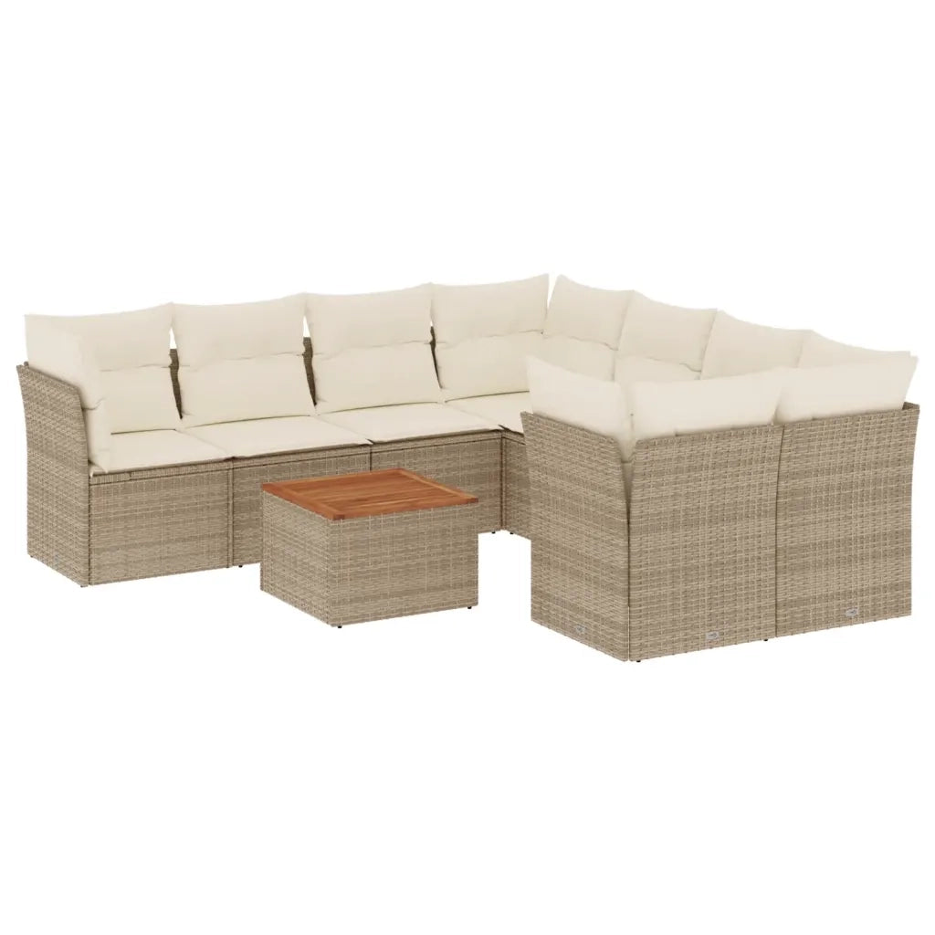 Set Divano da Giardino 9 pz con Cuscini Beige in Polyrattan 3223531