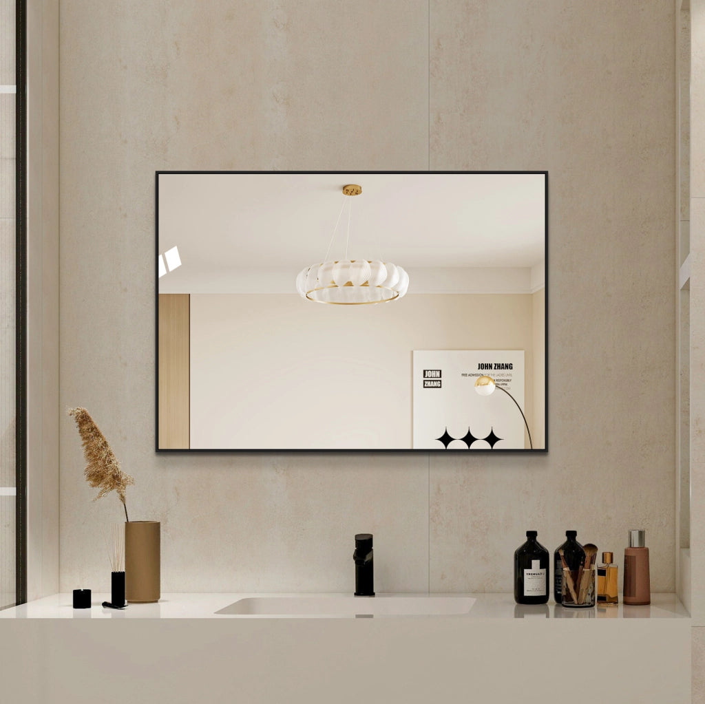 Specchio da parete con cornice in alluminio nero