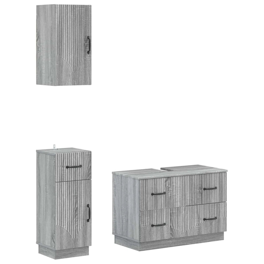 Set di armadietti da bagno in 3 pezzi HOORN Sonoma grigio 3417798