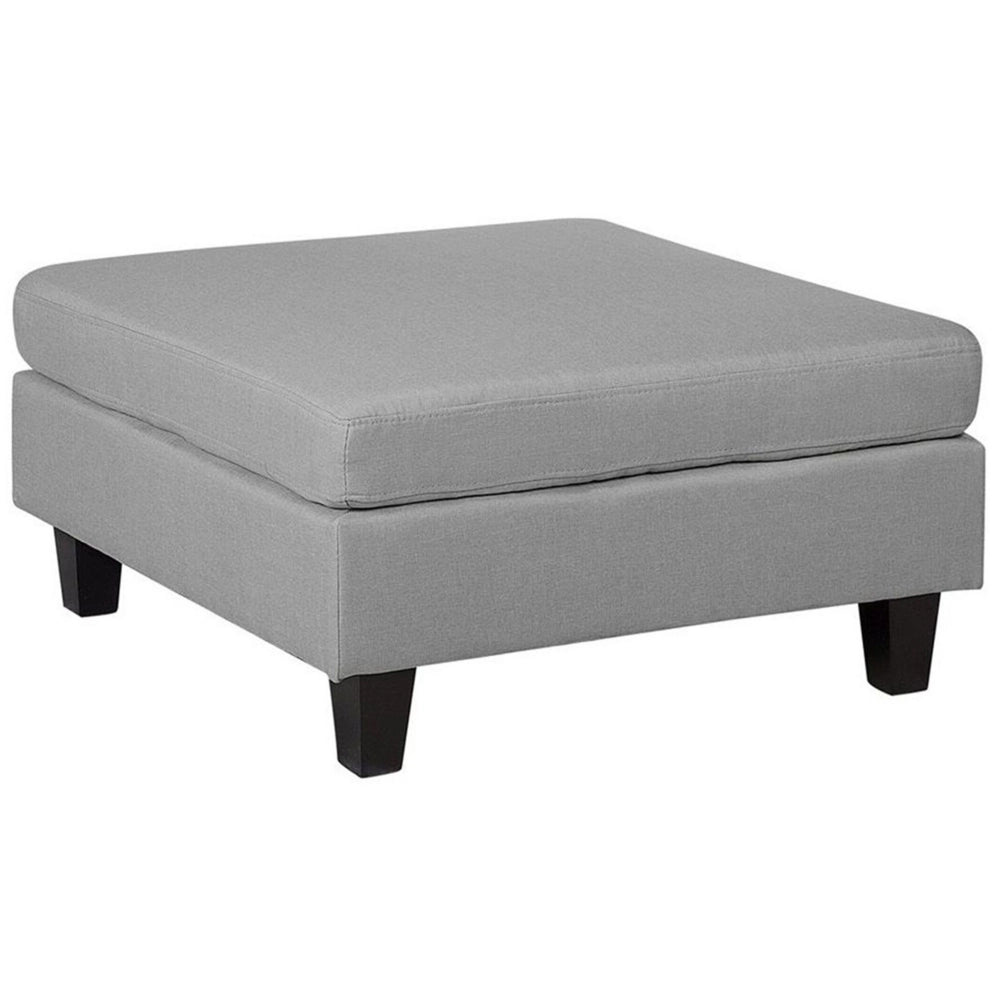 Pouf Poggiapiedi Rivestito Tessuto Grigio Chiaro Quadrato Minimalista Moderno