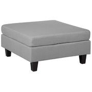Pouf Poggiapiedi Rivestito Tessuto Grigio Chiaro Quadrato Minimalista Moderno