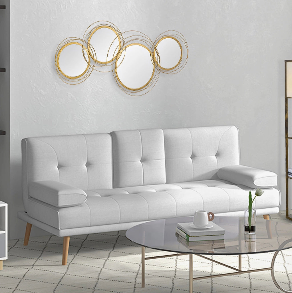 Set di specchi da parete rotondi in metallo dorato 107x56 cm