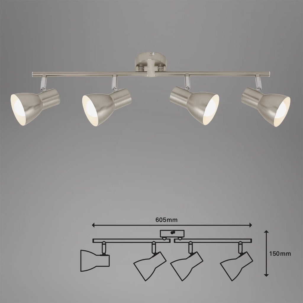 Spot Moderno Cup Metallo Nickel Satinato 4 Luci E14