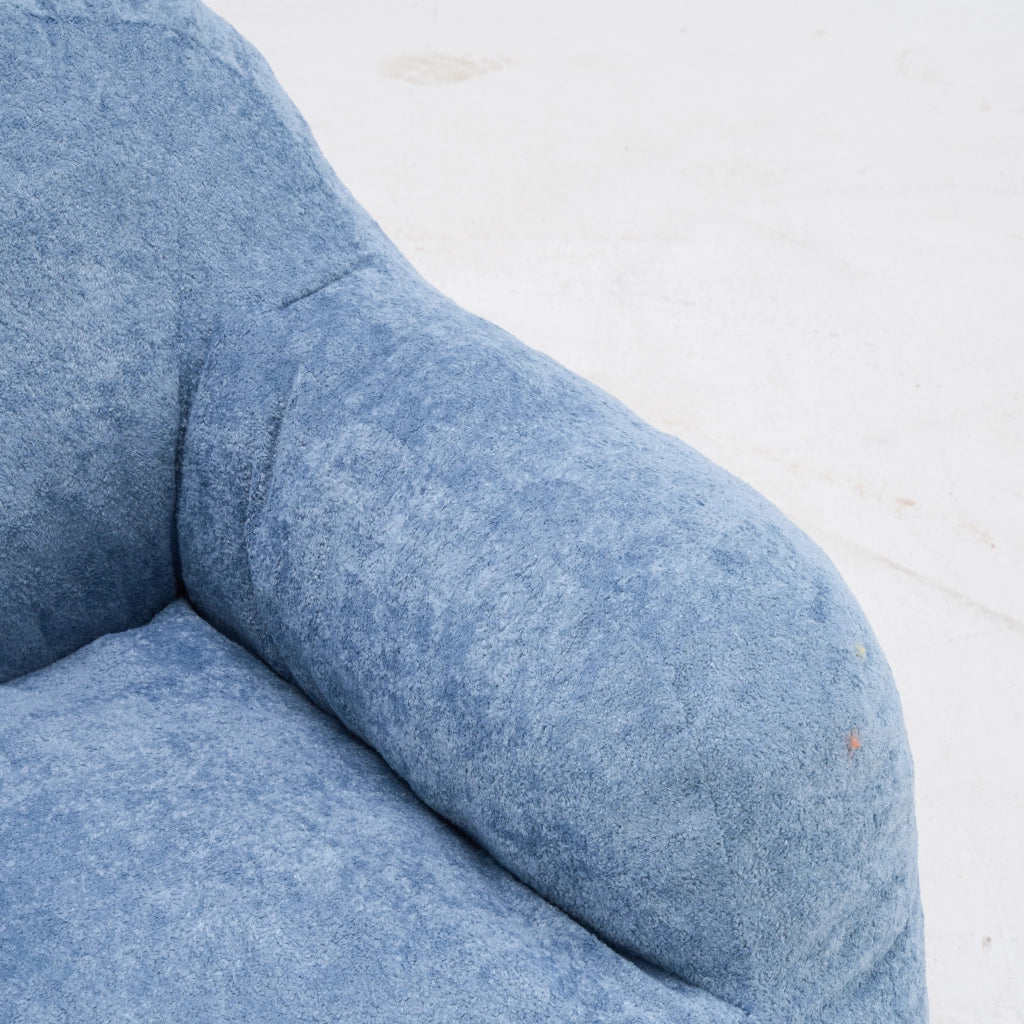 Pouf lounge in pelliccia sintetica con schienale ergonomico e imbottitura in schiuma sminuzzata senza montaggio blu