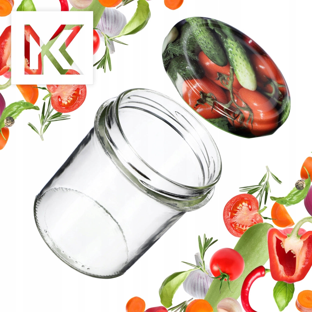 Barattoli per conserve KADAX Avila 350 ml 10 pezzi 82 mm + coperchi "Verdure"