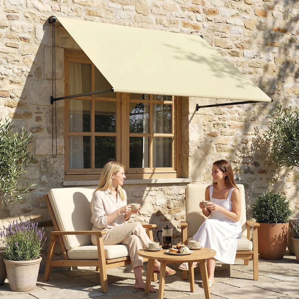 Tenda da sole retrattile manuale ¨C zephmum ¨C 150x116 cm crema alluminio poliestere