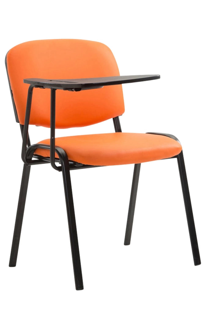 Sedia Ken in similpelle con tavolino ribaltabile arancione