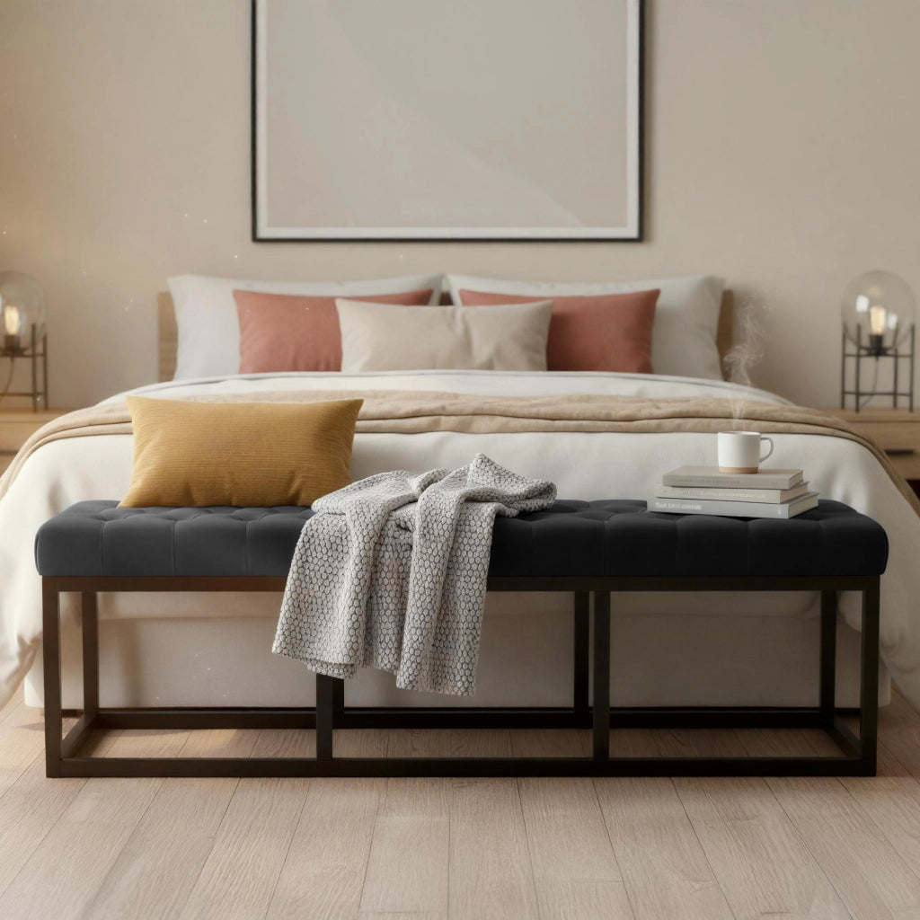Panca Polson Velluto Nero 150 cm 2