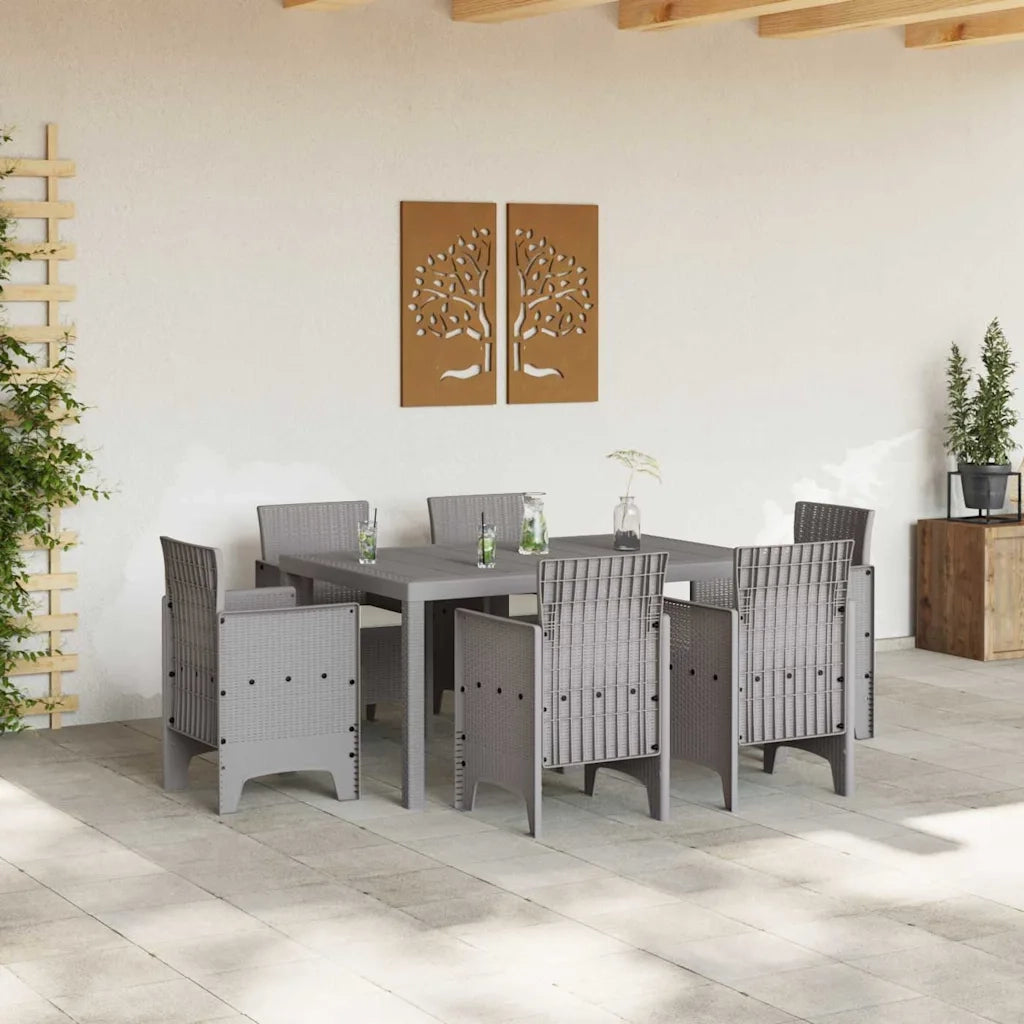 Set da Pranzo per Giardino 7 pcs Grigio chiaro Rattan Polt