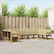 Set di divani da esterno con cuscino 10 pcs Bianco e Beige
