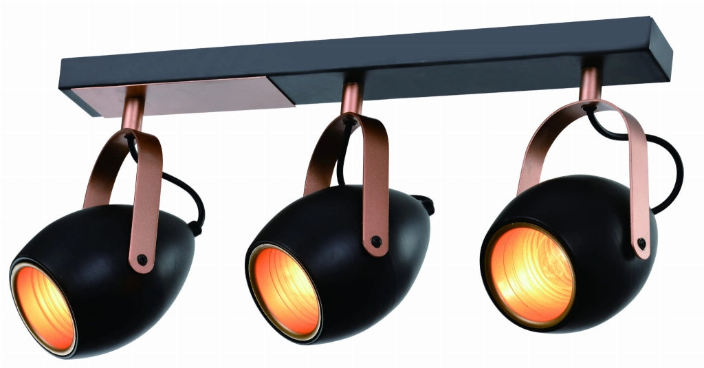 Plafoniera Candellux Anica rame/nera metallo 3xE14
