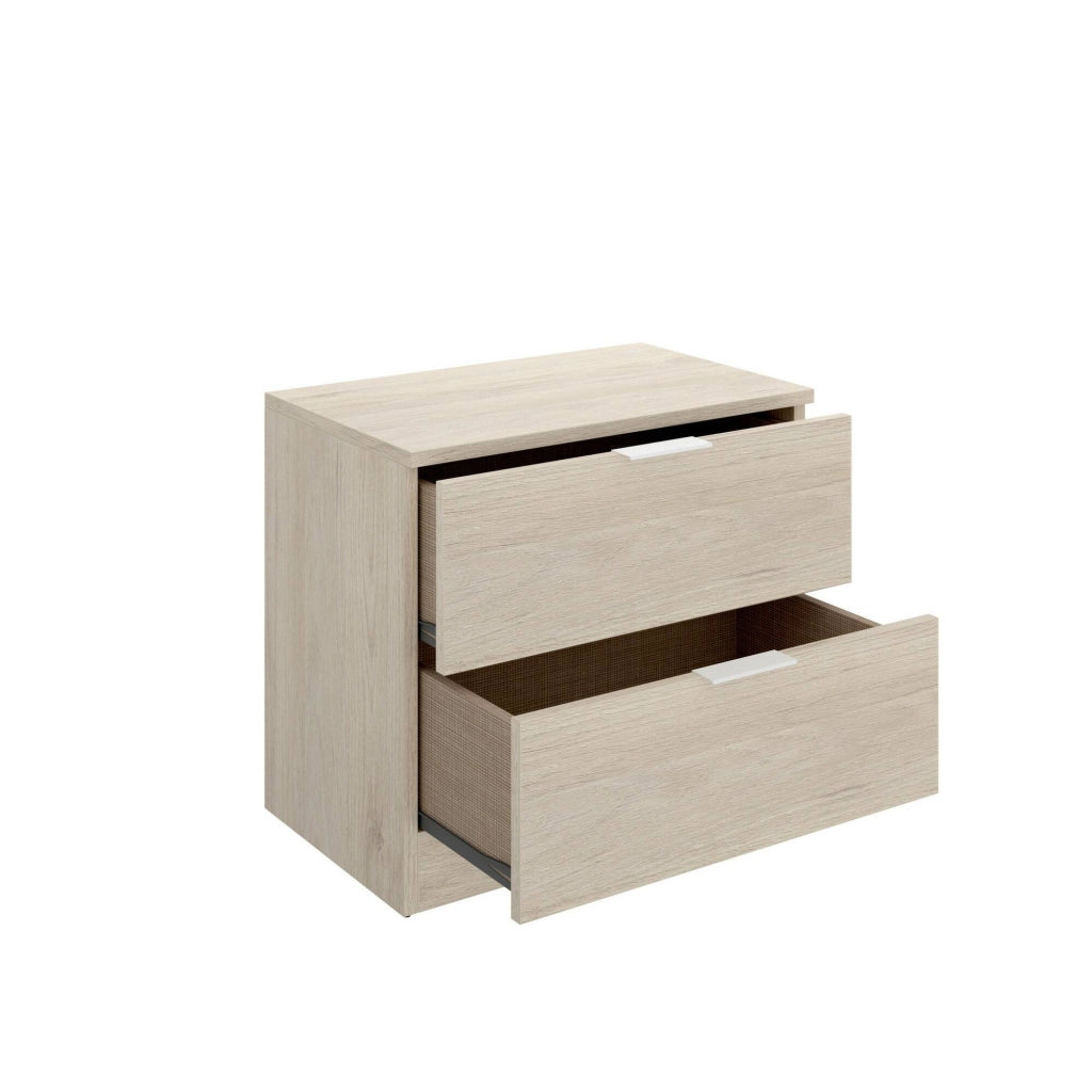 Comodino Banyan, Comò basso, Tavolino da notte, Mensola da letto, 50x34 h46 cm, Rovere