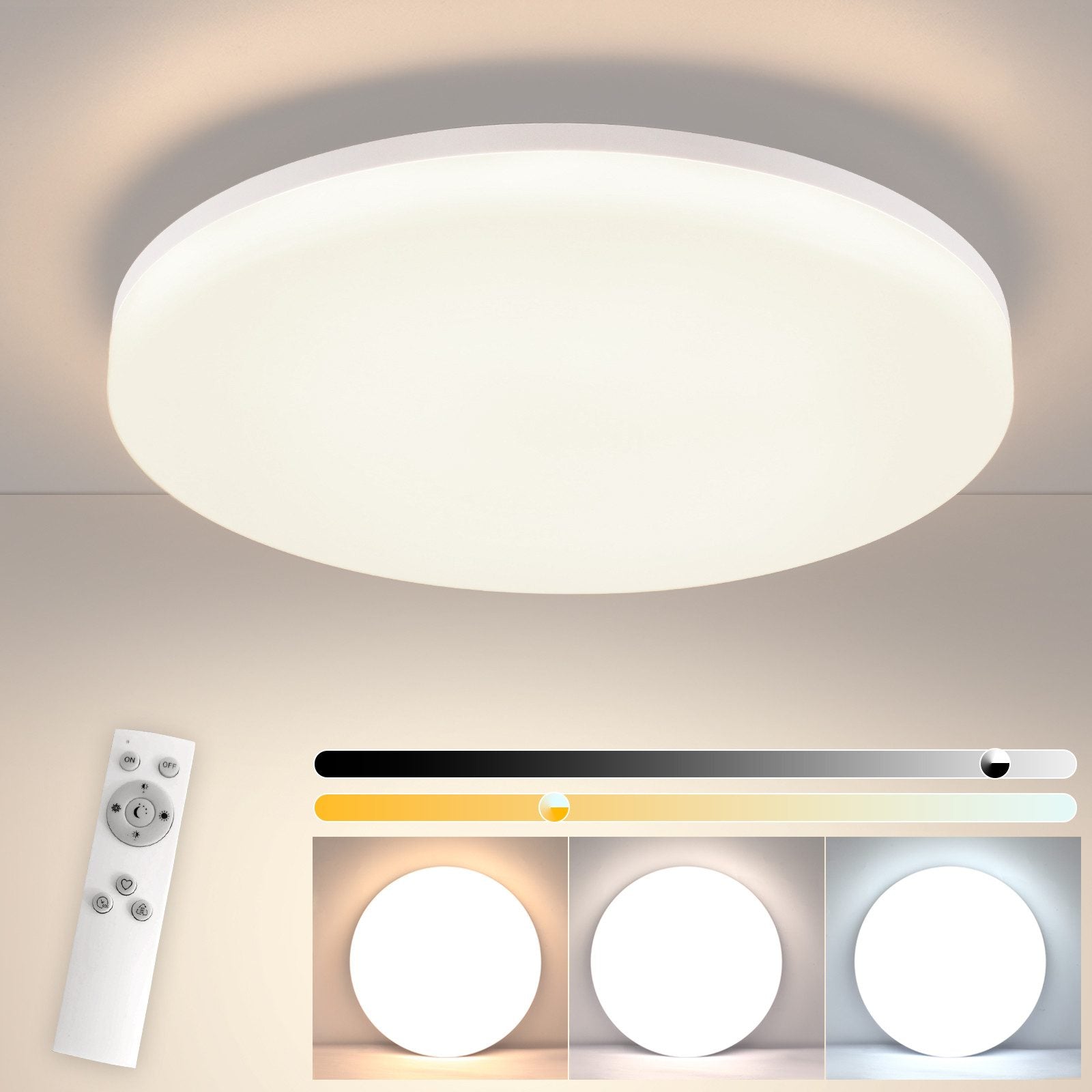 ZMH Lampada da soffitto LED RGB dimmerabile con telecomando per camera da letto e bagno