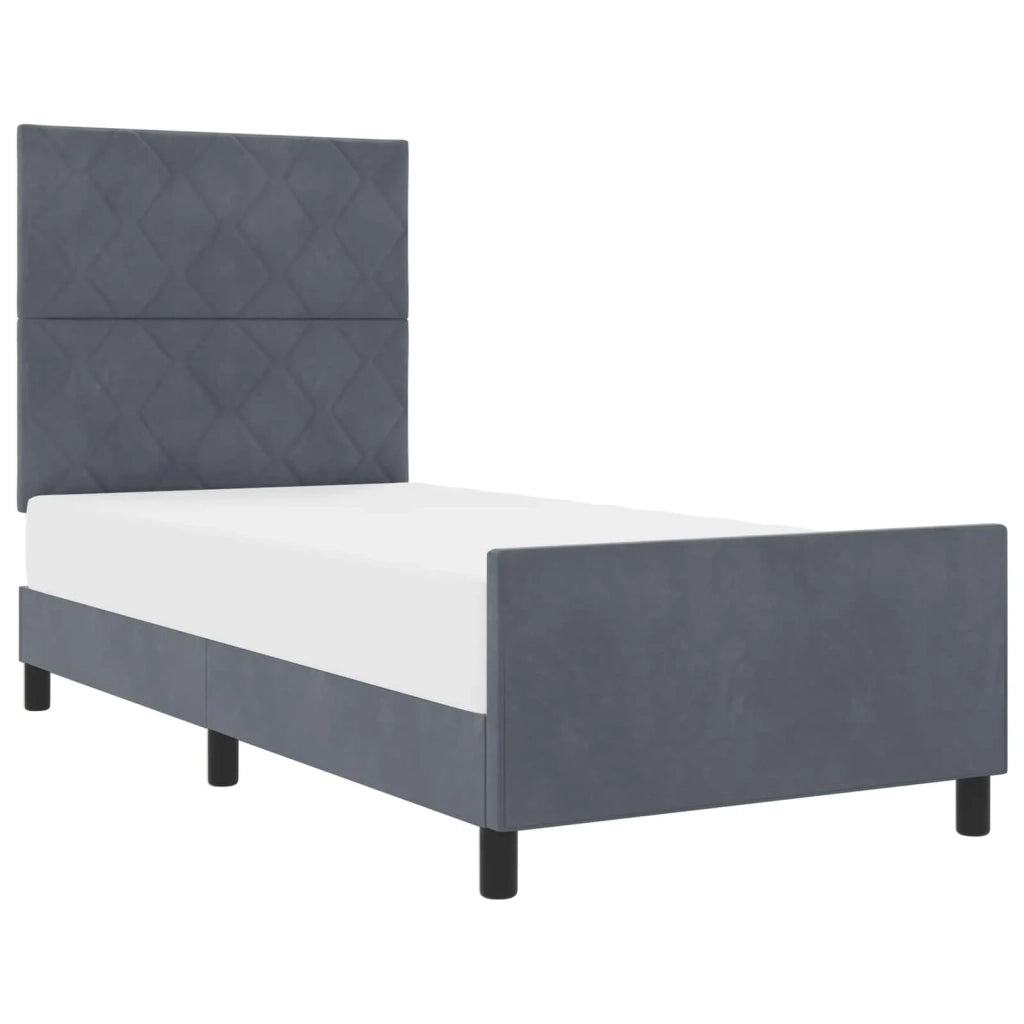 Letto a molle con testiera Grigio scuro 90 x 200 cm Velluto 3344982
