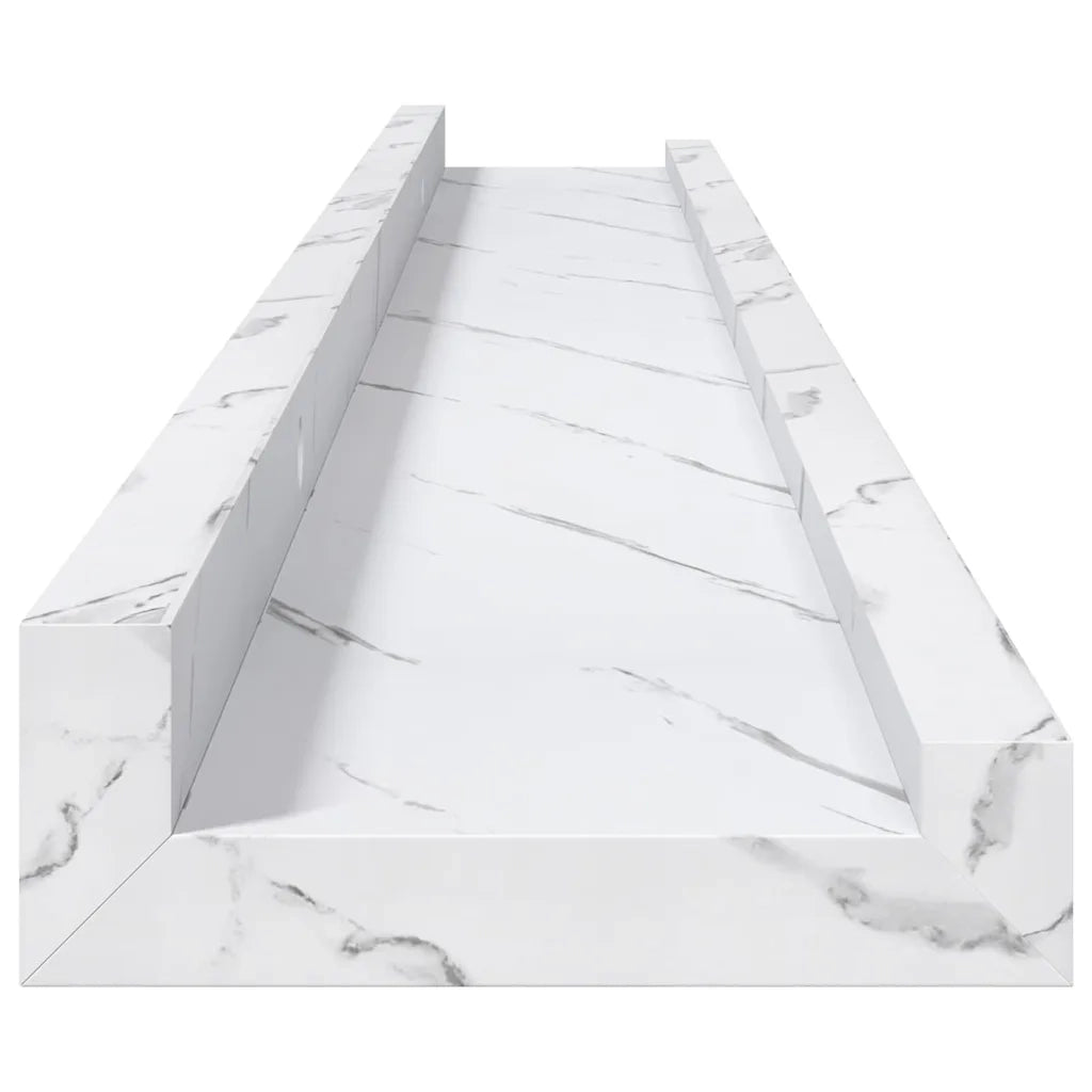 Scaffale da parete 2 pz Marmo Bianco 80 x 9 x 3 cm