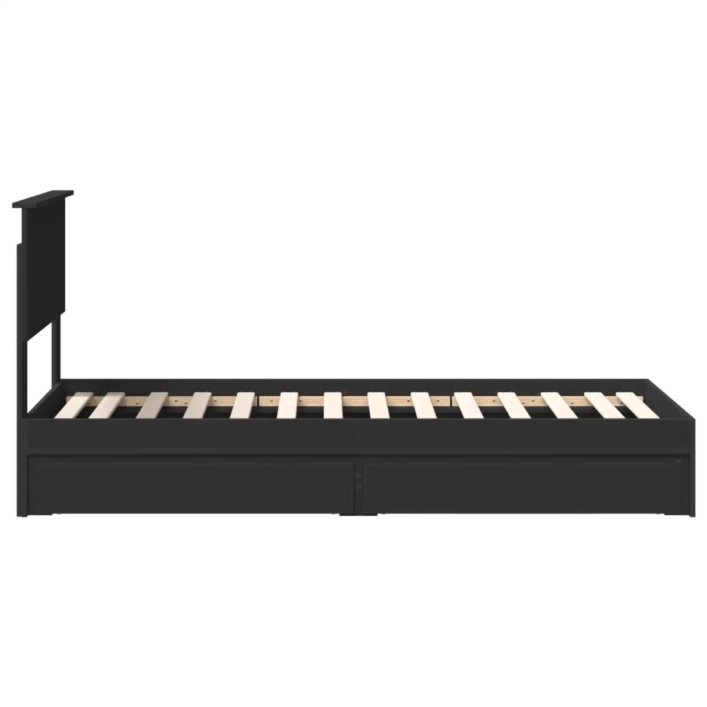 Letto con Contenitore Nero 75 x 190 cm Legno multistrato 3410848