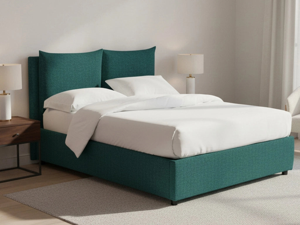 Newton, Letto Piazza e Mezza Sfoderabile Made in Italy, Verde Petrolio