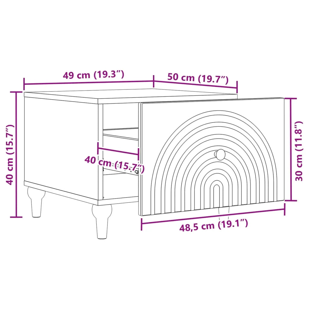 Tavolino da salotto Nero 49 x 50 x 40 cm Legno ingegnerizzato 894276