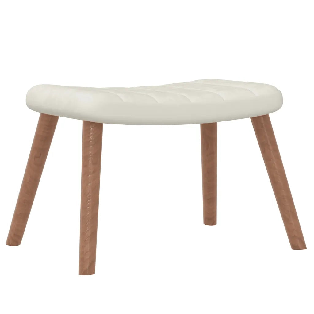 Poltrona a Dondolo con Poggiapiedi Bianco Crema in Velluto 327763
