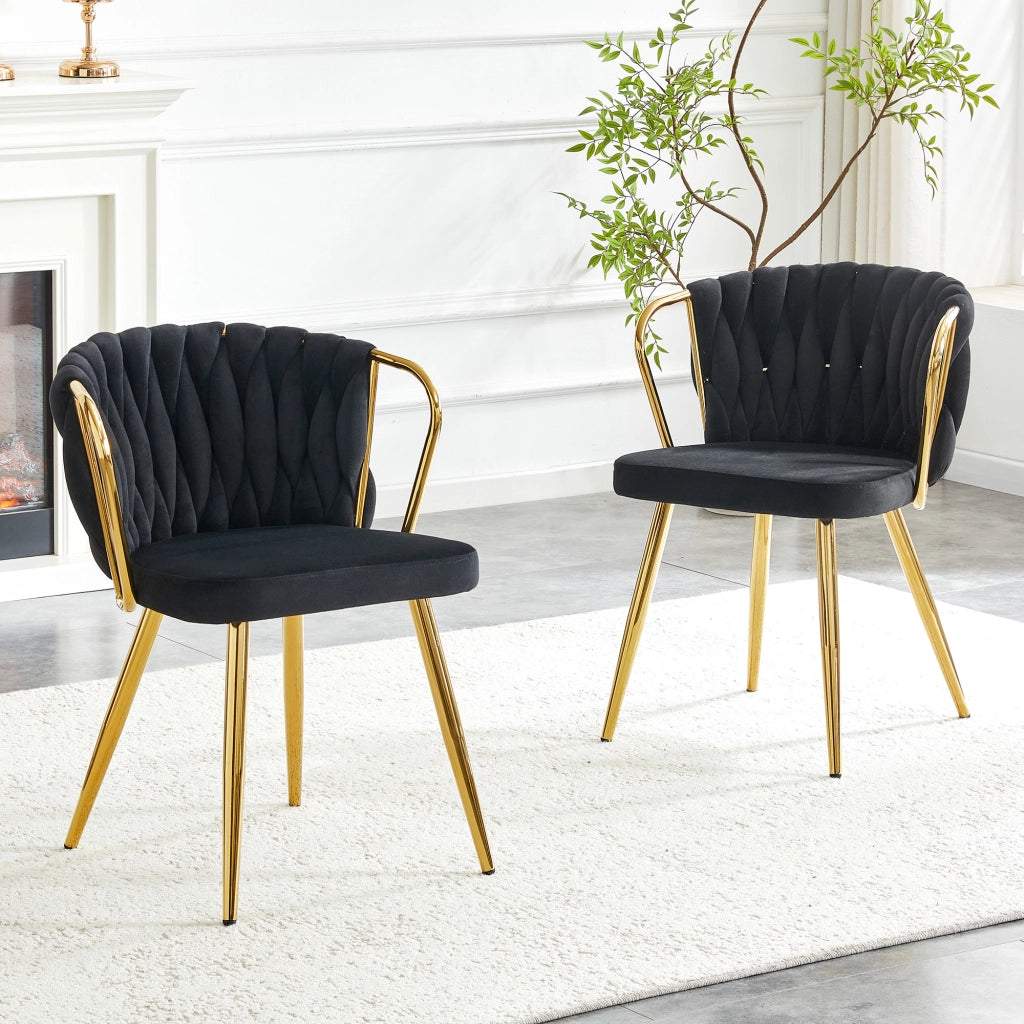 SEDIA da pranzo in velluto nero con gambe in metallo oro 59.5×51.5×45.5 cm