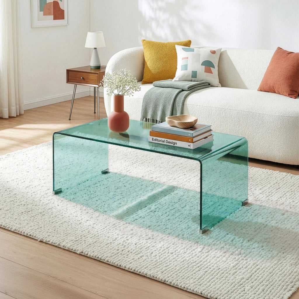 Tavolino da Caffè Väsas in Vetro 90 x 45 x 35 cm - Verde [en.casa]