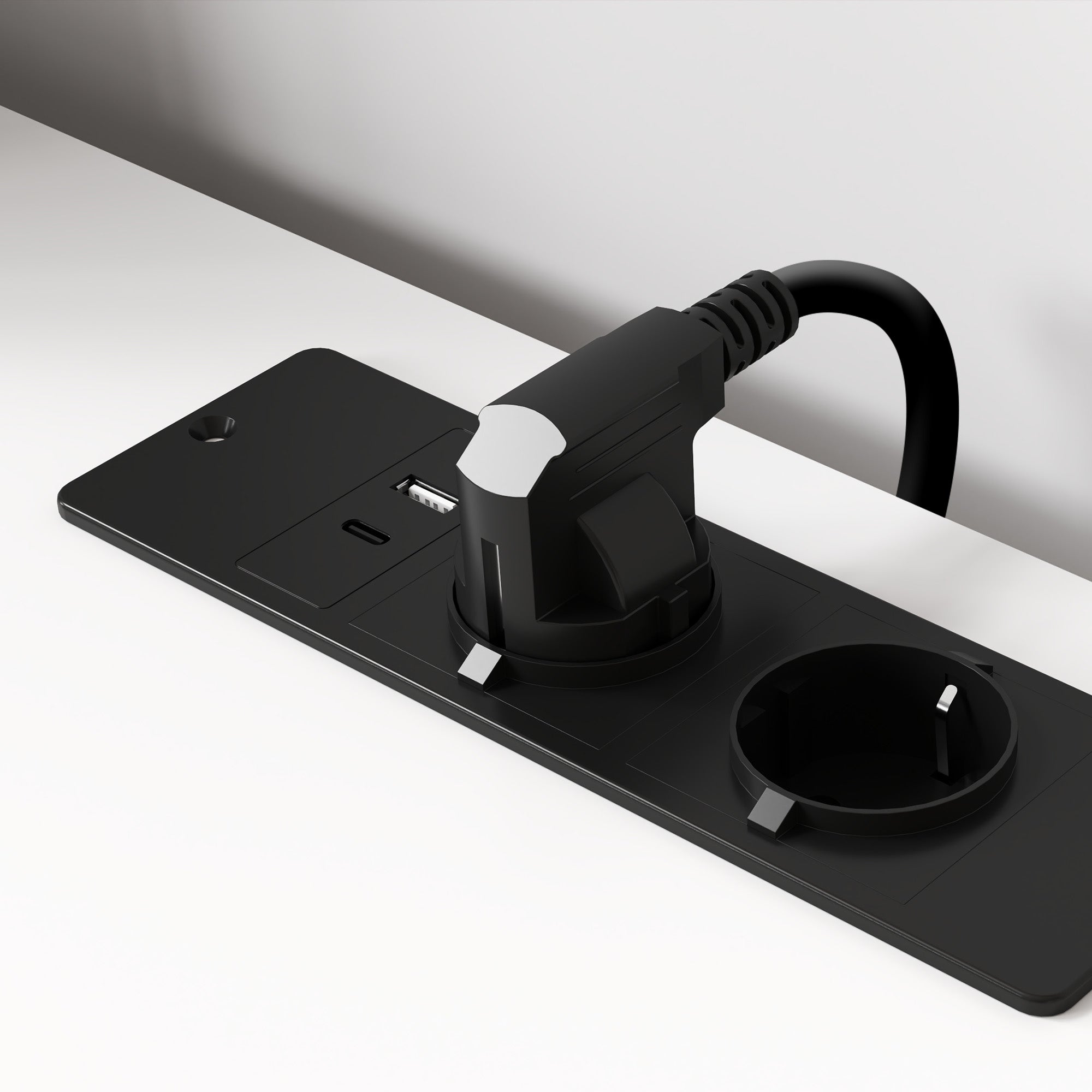 Scrivania per PC 100x50x75 cm Prese di Ricarica e Scaffali in Legno e Metallo Bianca e Nera