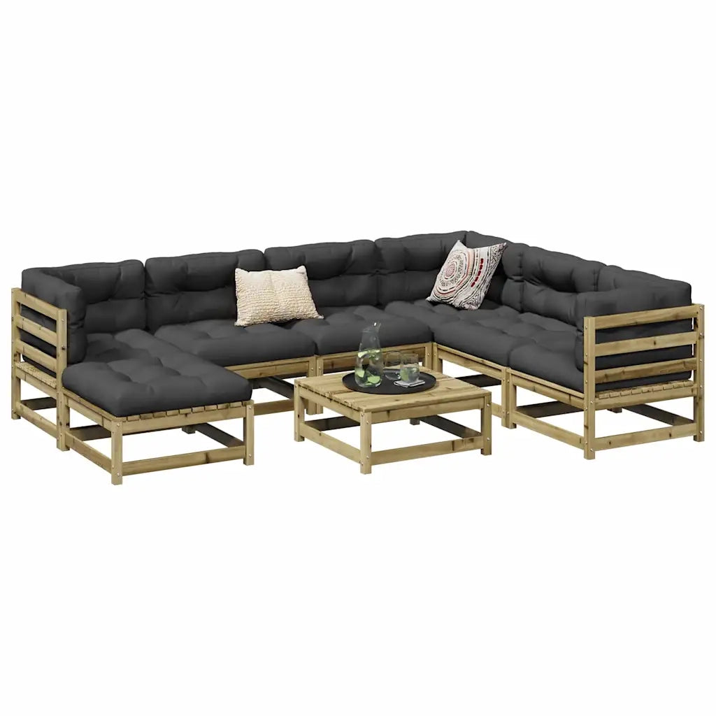 vidaXL Set Divani da Giardino 8 pz in Legno Impregnato di Pino